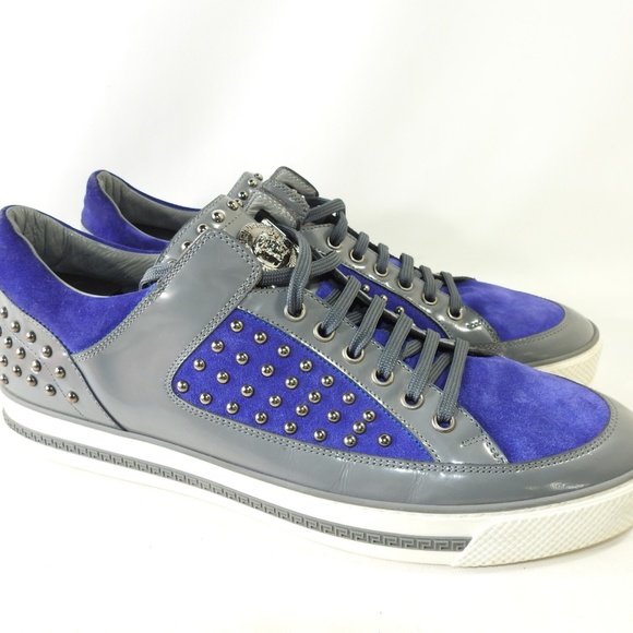 Versace Medusa Sz 12 Blue Gray Sneaker Mens L3D25 - Picture 6 of 8